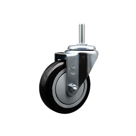 Service Caster 4 Inch Black Polyurethane Wheel Swivel 58 Inch Threaded Stem Caster Service Caster SCC-TS20S414-PPUB-BLK-58212